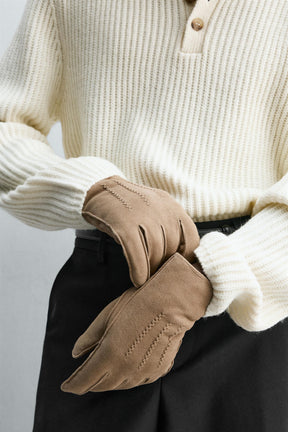 CONTRAST LEATHER GLOVES - Image 2