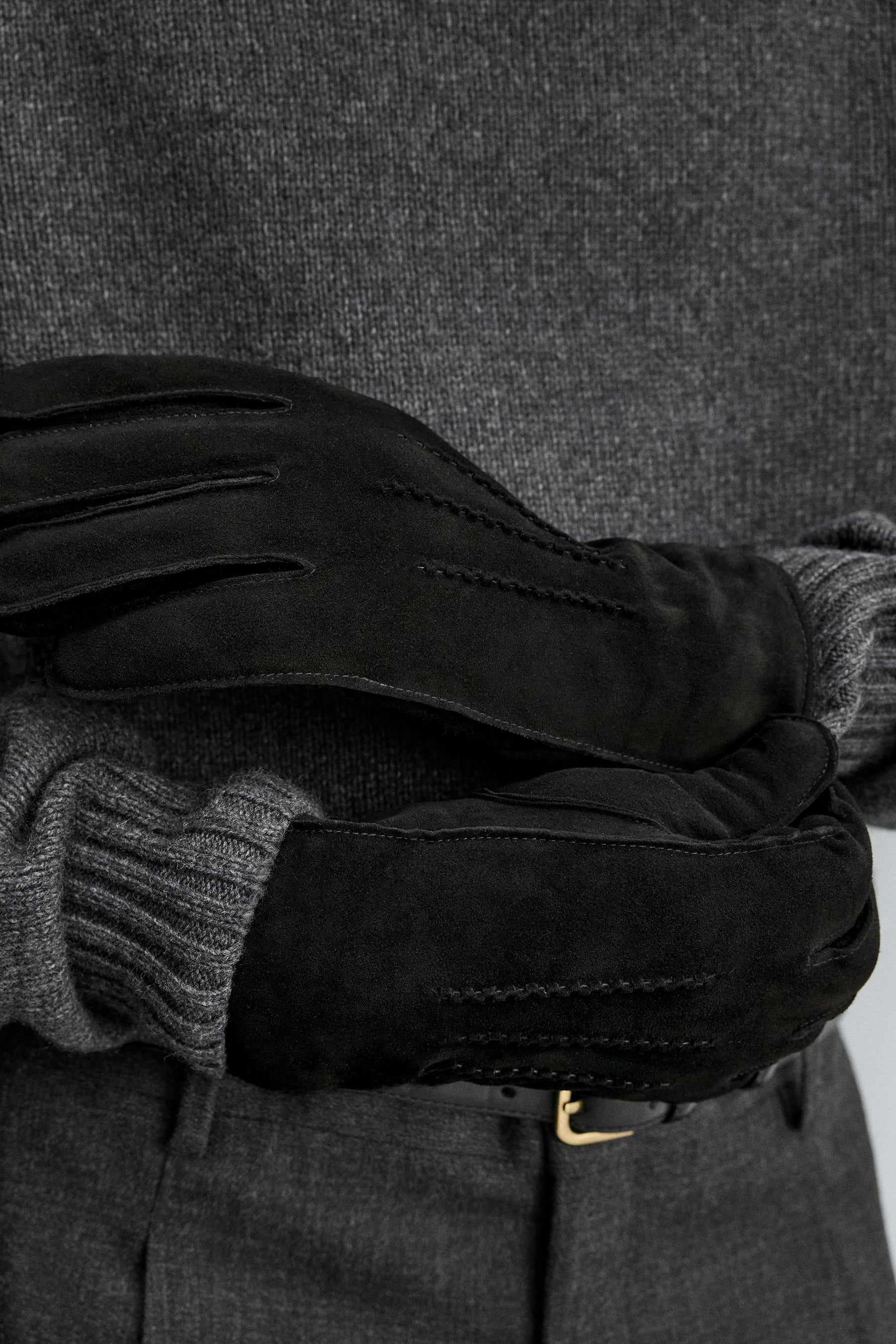 CONTRAST LEATHER GLOVES - Image 2