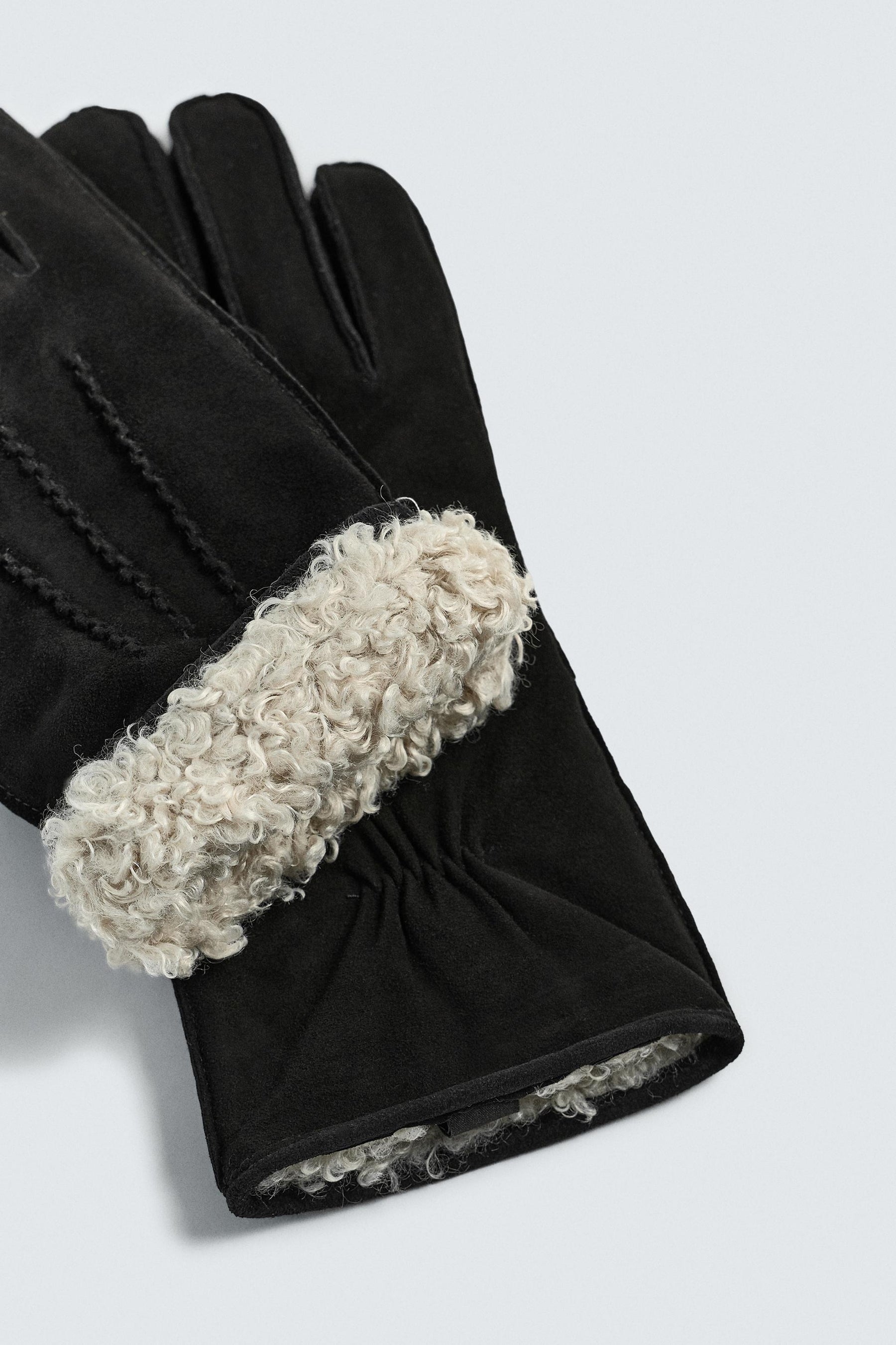 CONTRAST LEATHER GLOVES - Image 5