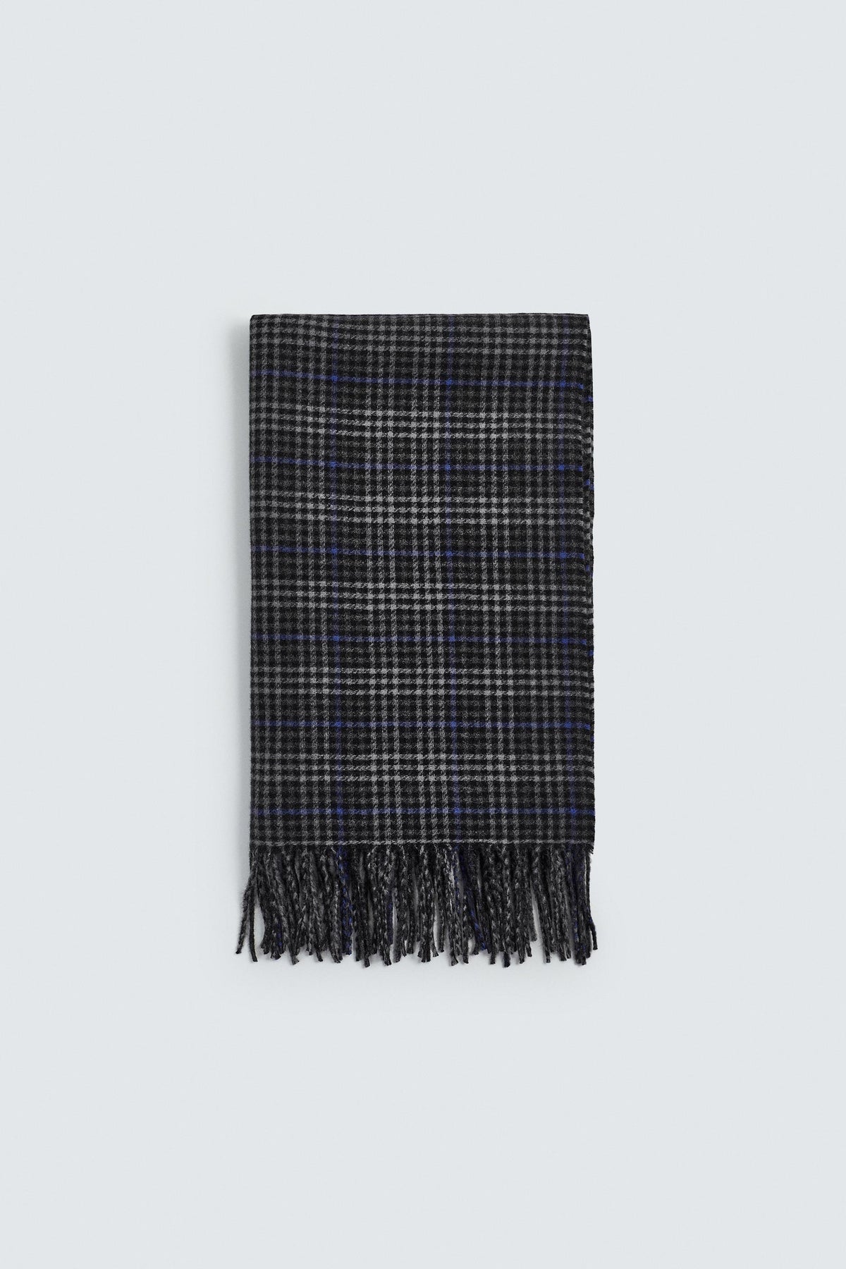 CHECK SCARF WITH FRINGED EDGES - Image 1