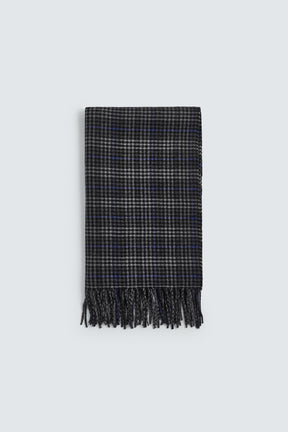 CHECK SCARF WITH FRINGED EDGES - Image 1
