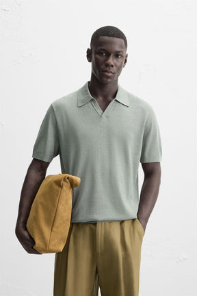 COTTON/SILK KNIT POLO SHIRT - Image 2