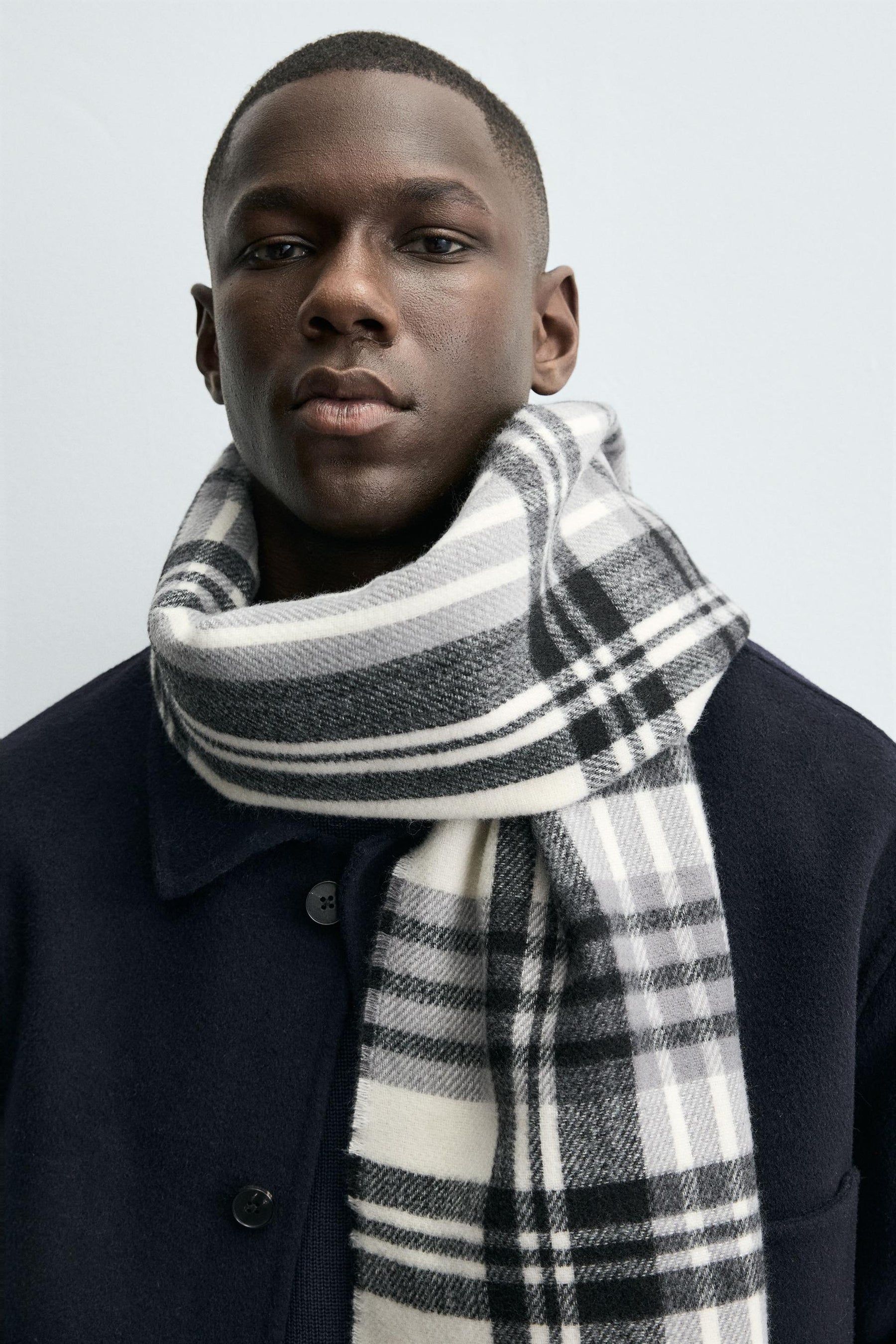 CHECK SCARF WITH FRINGING - Image 2