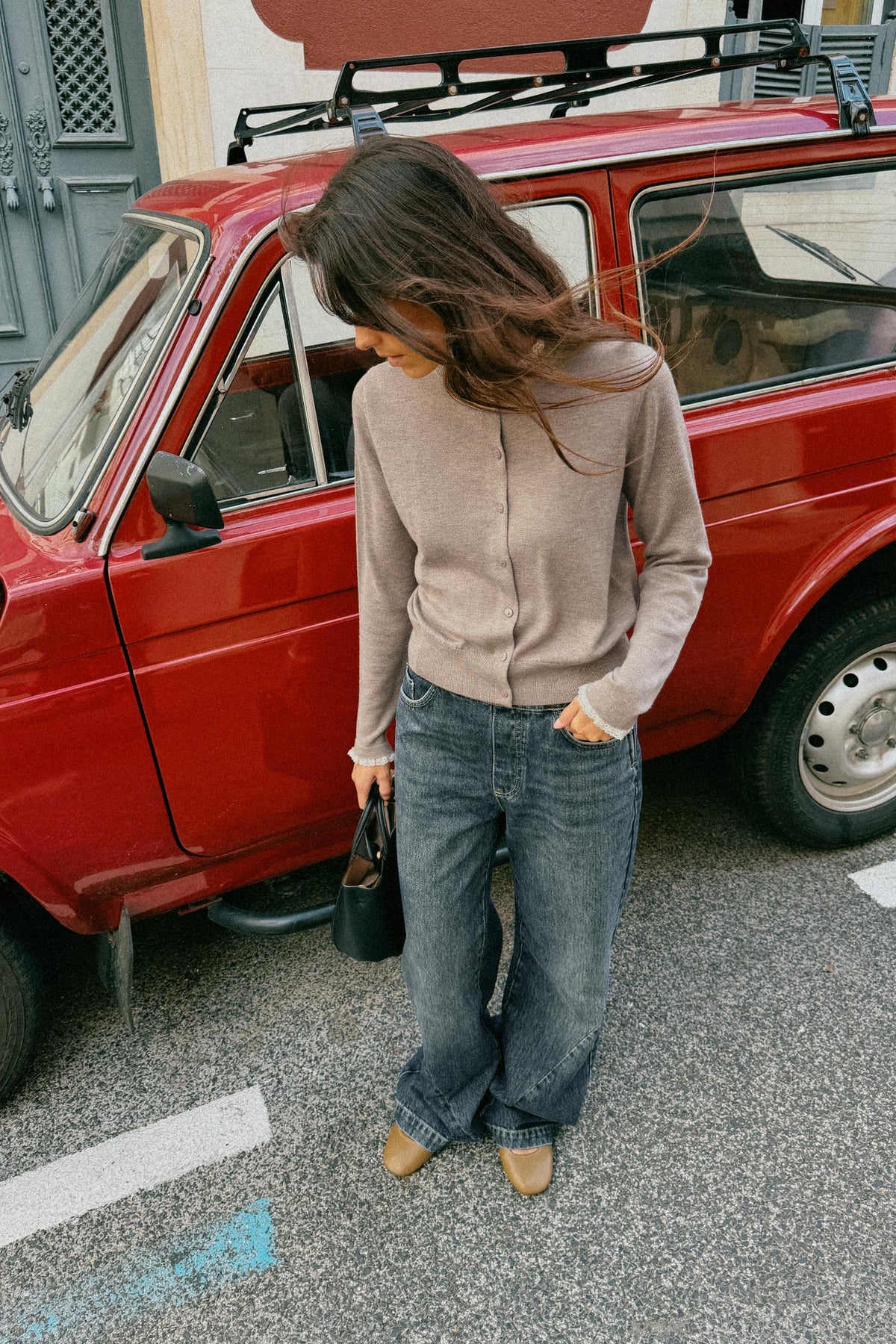 Topstitched Mini City Bag