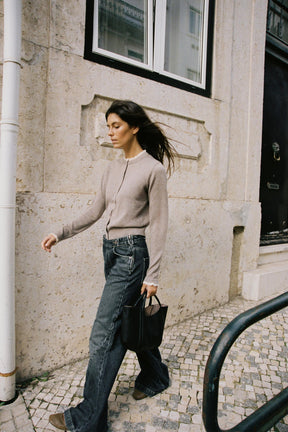 Topstitched Mini City Bag