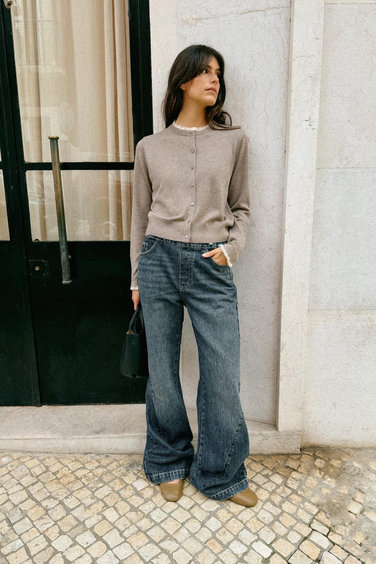 Topstitched Mini City Bag