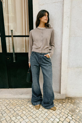 Topstitched Mini City Bag