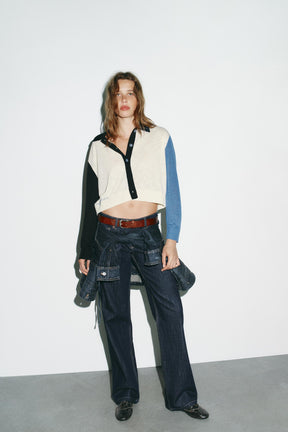 CONTRAST KNIT CARDIGAN