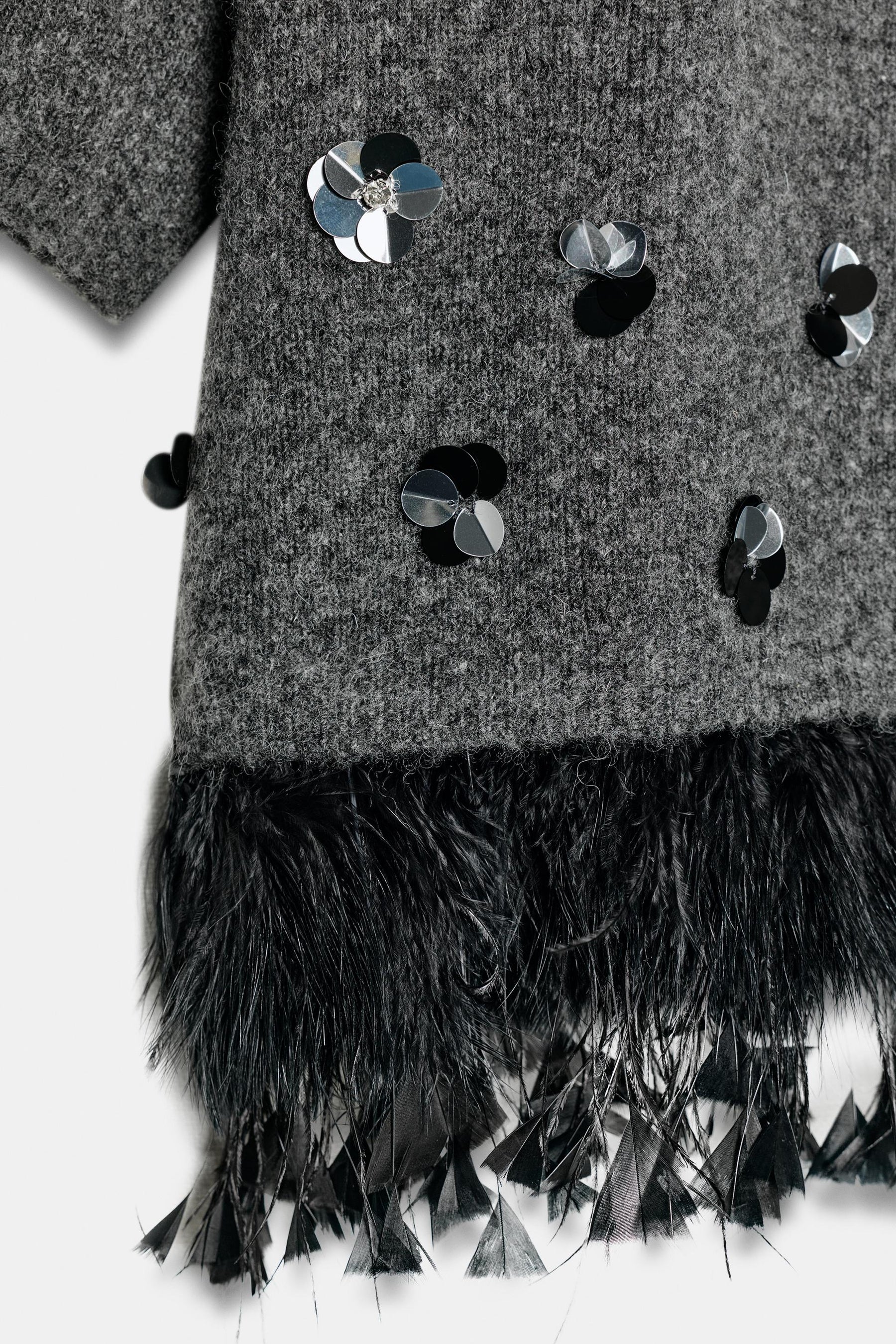 Sequin Feather Wool Jumper
