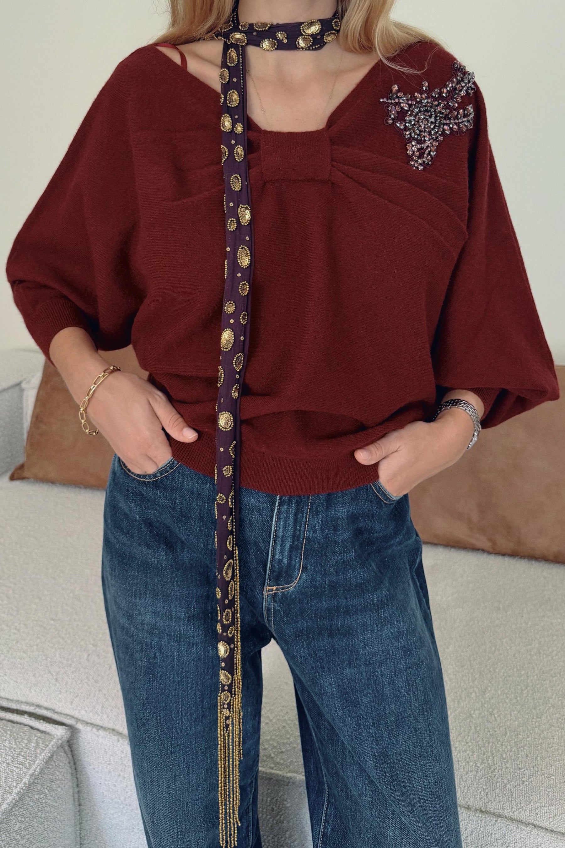 Rhinestone Knit Jumper