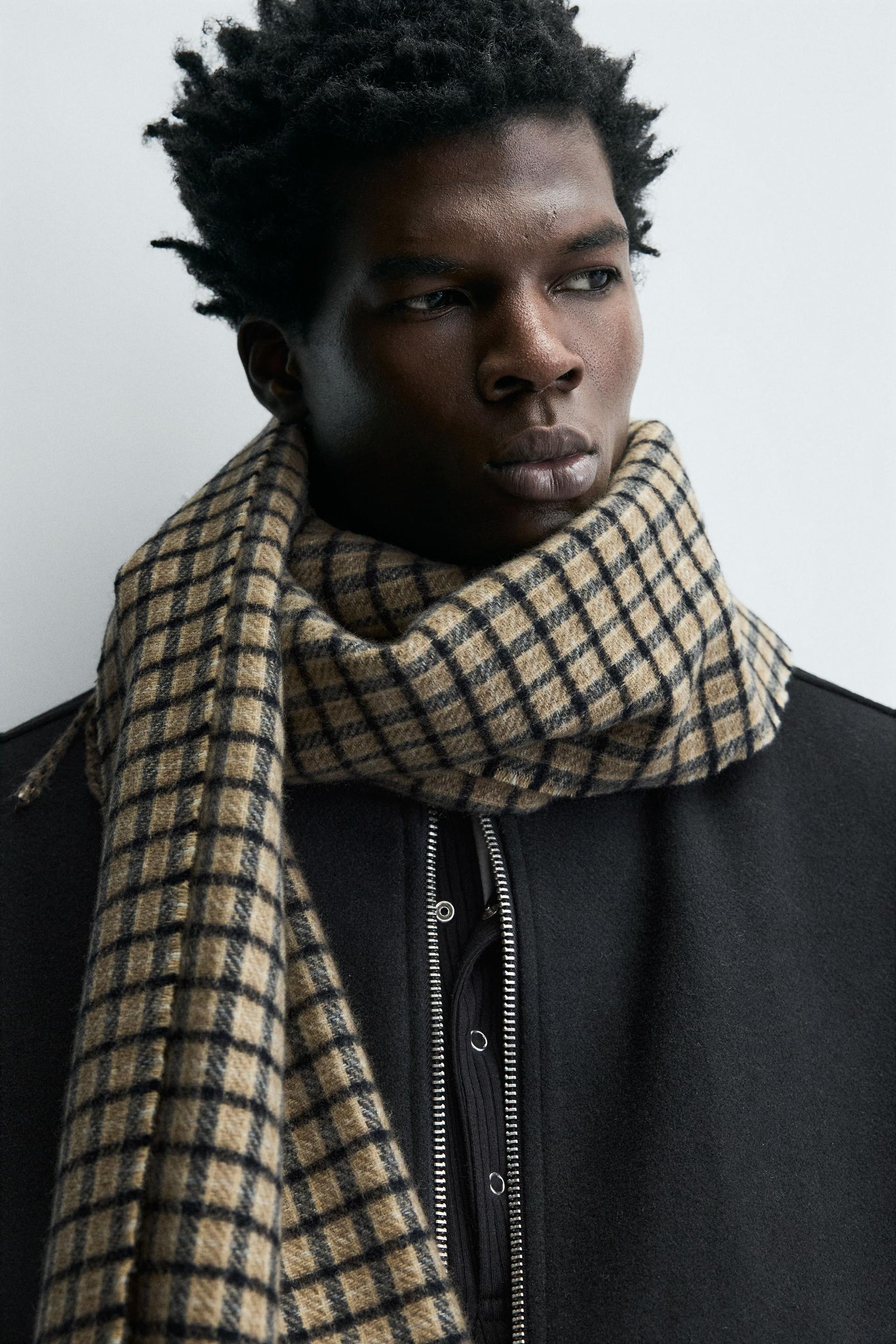 CHECK SCARF WITH FRINGING - Image 2