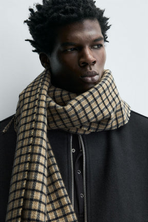 CHECK SCARF WITH FRINGING - Image 2