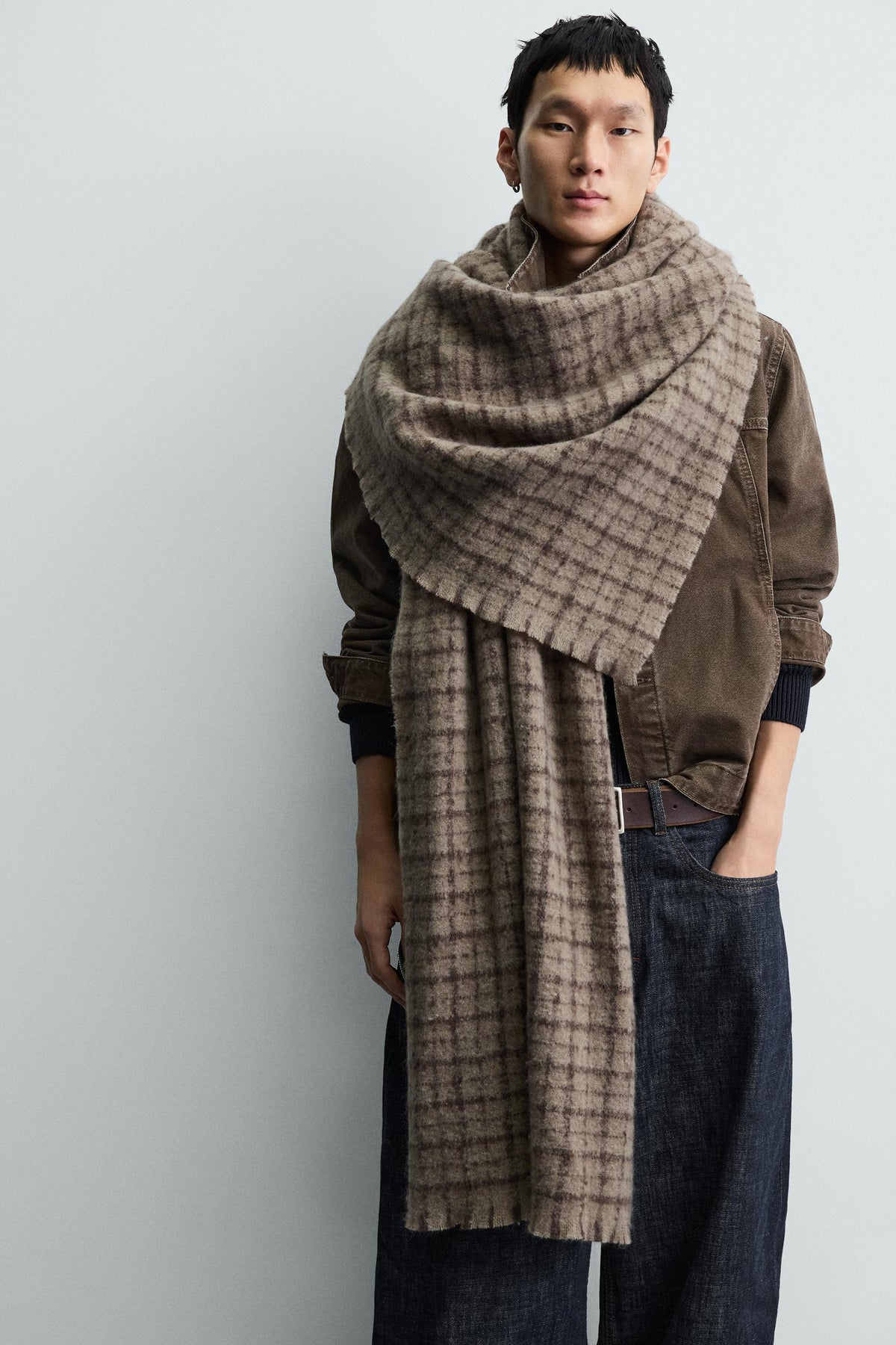 BRUSHED CHECK SCARF - Image 1