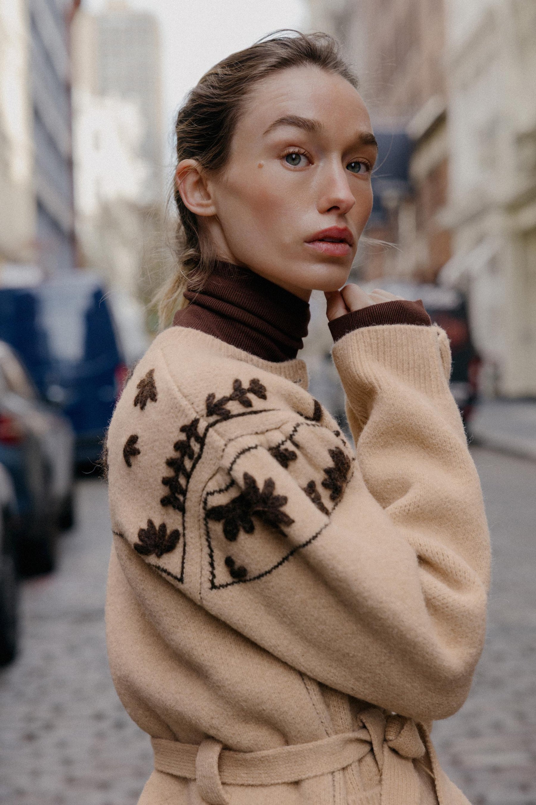 Embroidered Wool Alpaca Cardigan