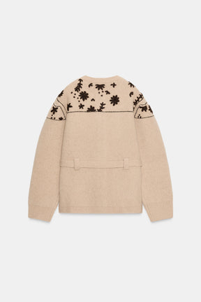 Embroidered Wool Alpaca Cardigan