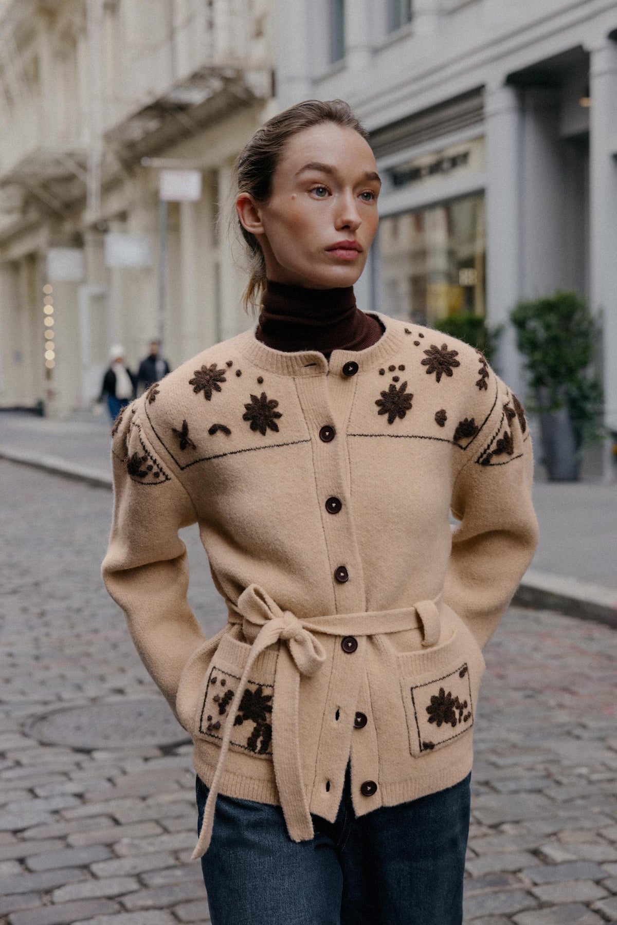 Embroidered Wool Alpaca Cardigan