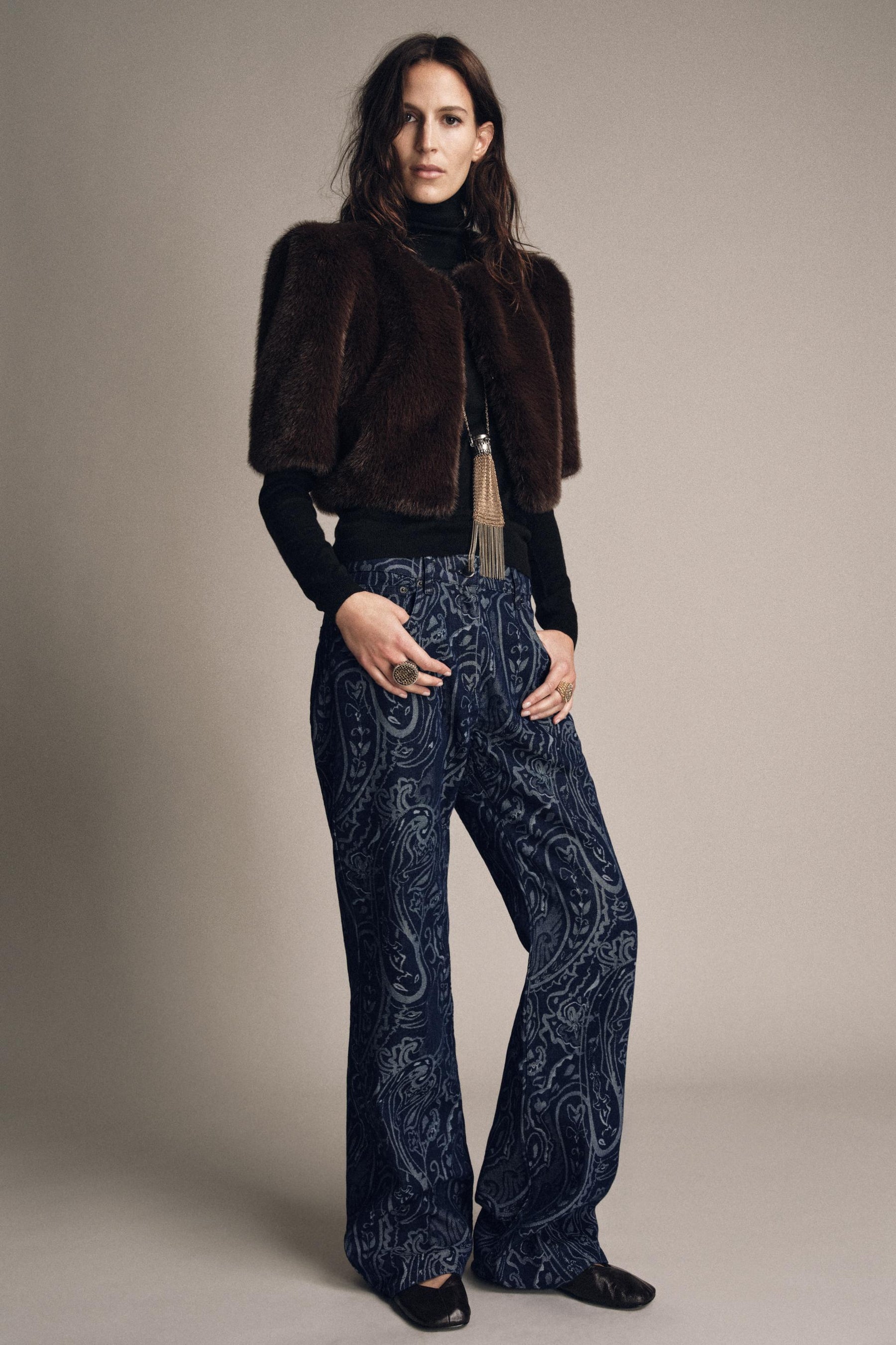 Jacquard Denim Trousers