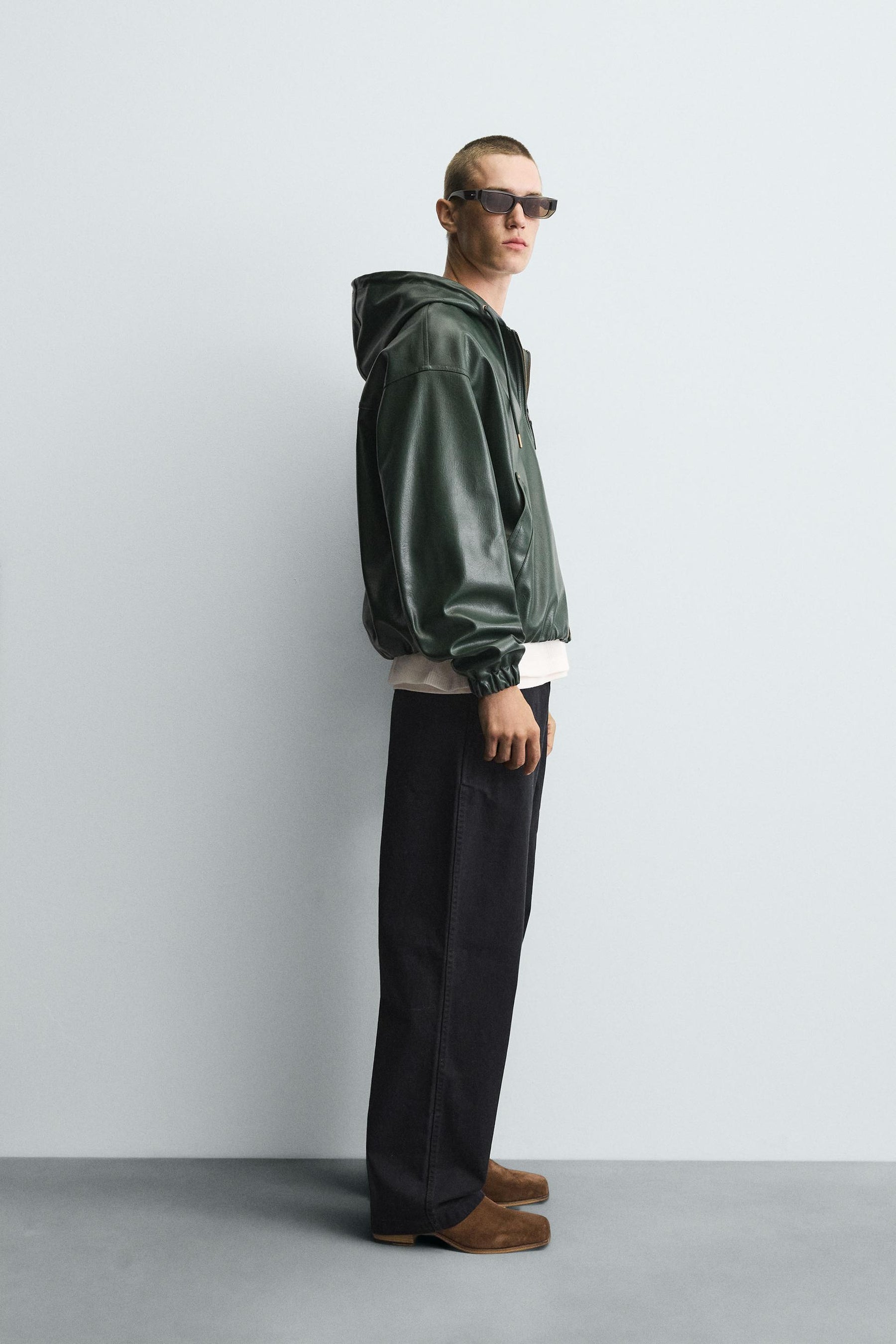 HOODED LEATHER EFFECT JACKET - Image 4