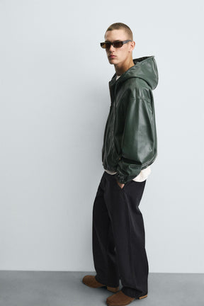 HOODED LEATHER EFFECT JACKET - Image 6