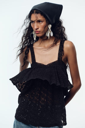 POINTELLE KNIT TOP WITH RUFFLE - Image 2