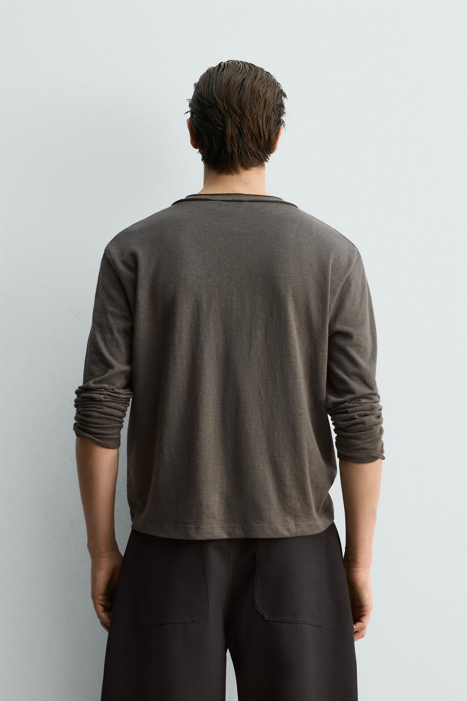 RELAXED FIT HENLEY COLLAR T-SHIRT - Image 3