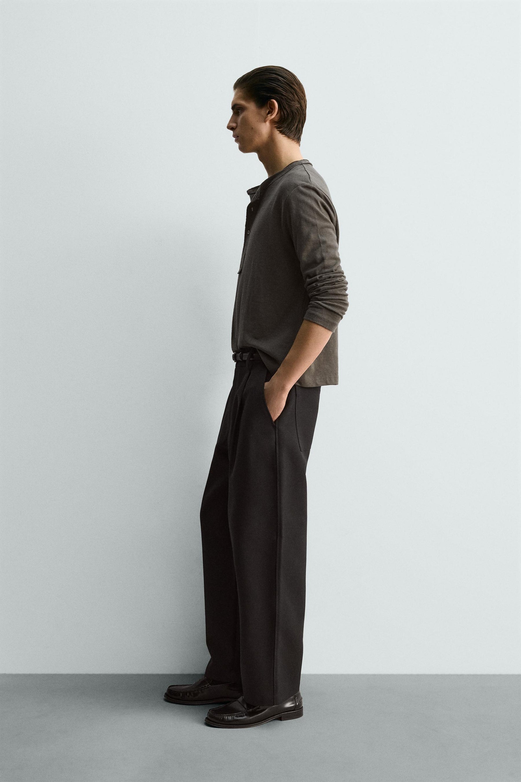 RELAXED FIT HENLEY COLLAR T-SHIRT - Image 4