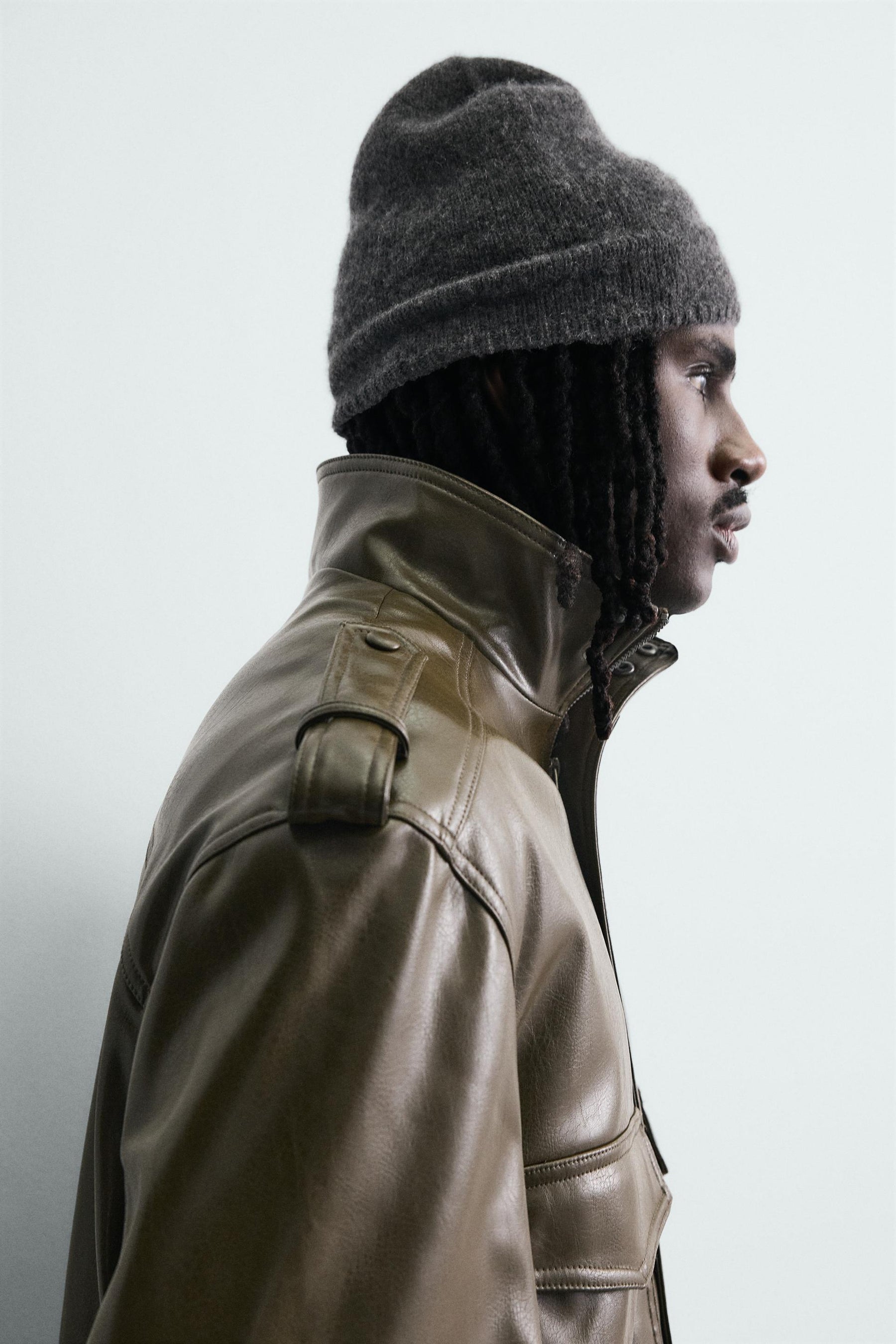 Cropped Faux Leather Jacket