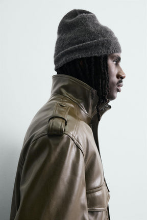 Cropped Faux Leather Jacket