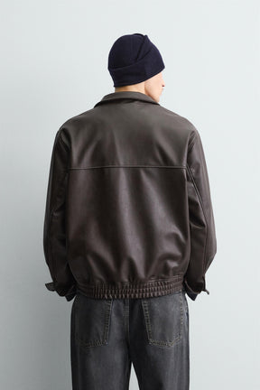 LEATHER EFFECT BOMBER JACKET - Image 3