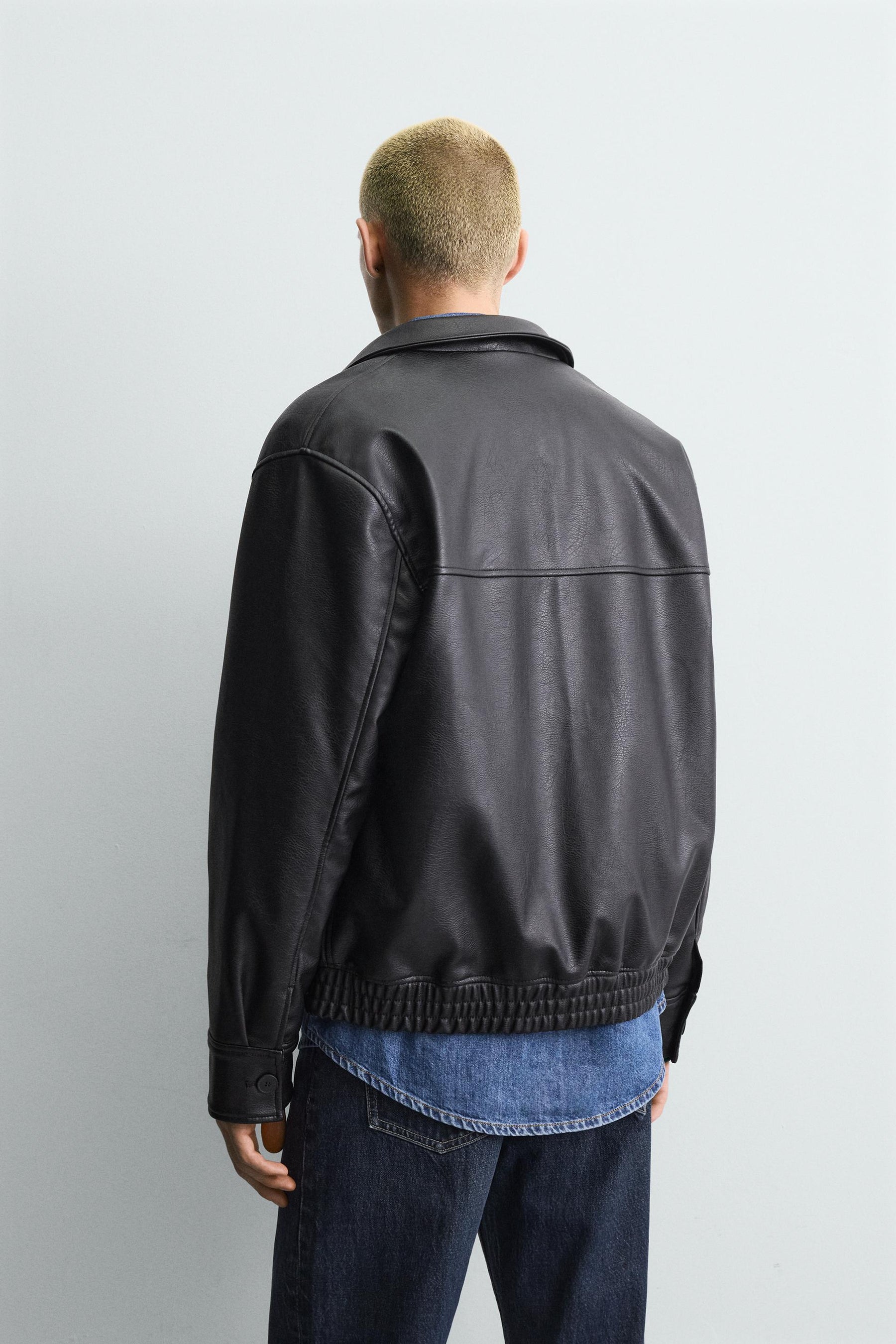 LEATHER EFFECT BOMBER JACKET - Image 3