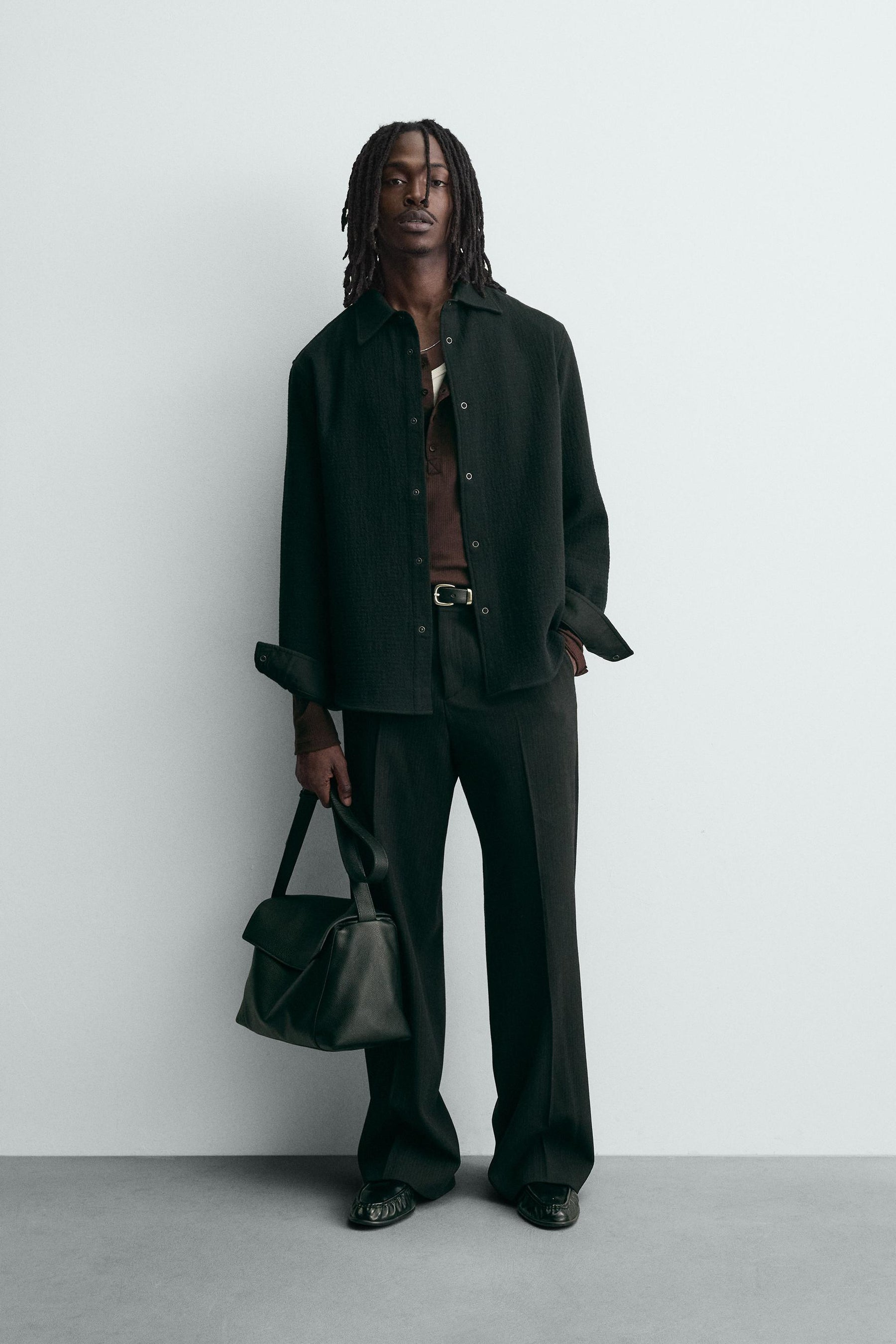 TEXTURED RELAXED FIT OVERSHIRT - Image 1