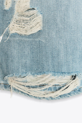 Ripped Denim Bermuda Shorts