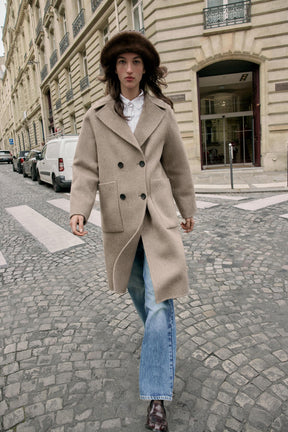 LONG WOOL BLEND DOUBLE-BREASTED COAT - Image 3