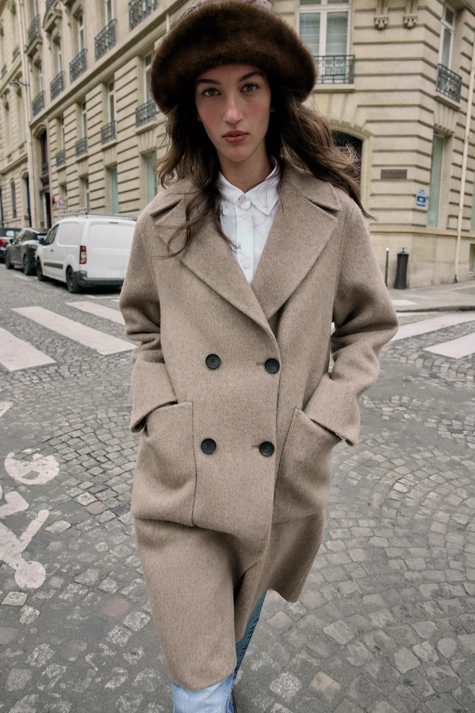 LONG WOOL BLEND DOUBLE-BREASTED COAT - Image 4