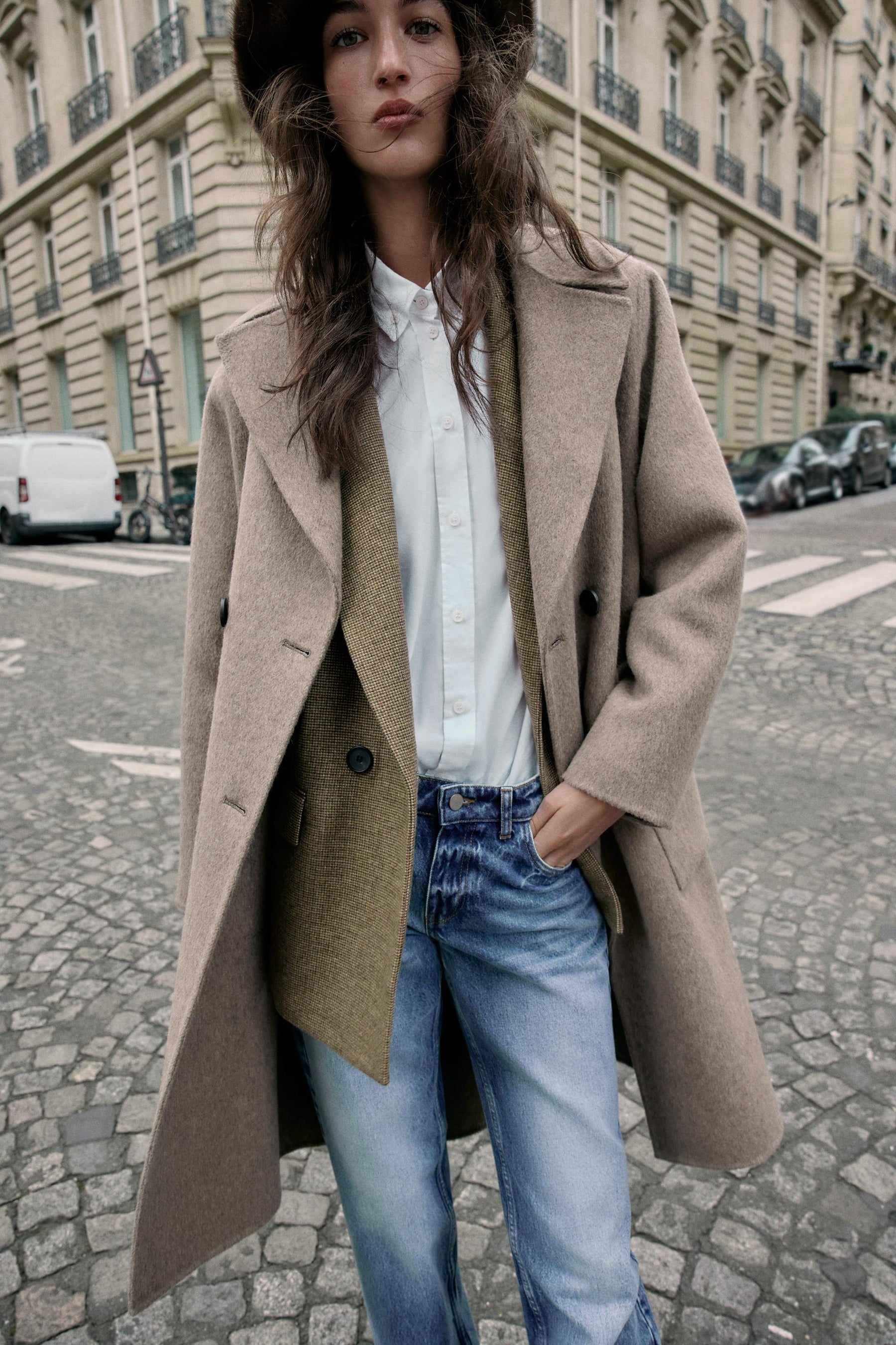 LONG WOOL BLEND DOUBLE-BREASTED COAT - Image 5