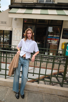 Mid-Waist Belted Straight Jeans