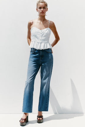 Straight Ankle High-Waist Jeans