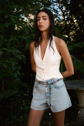 Mid-Waist Mom Fit Shorts