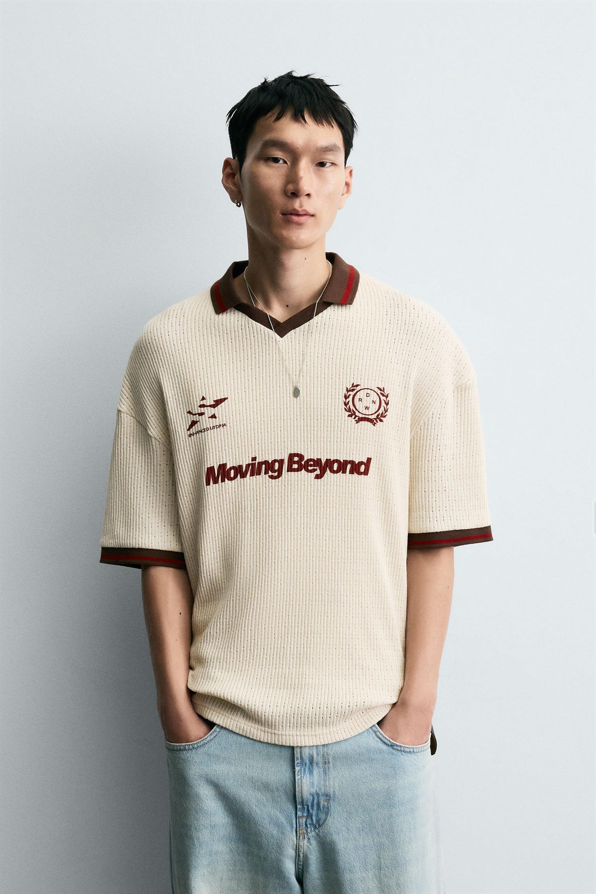 RETRO FOOTBALL TEXTURED POLO SHIRT - Image 2