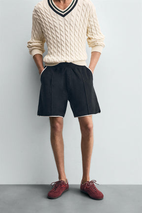 CONTRAST TOWELLING BERMUDA SHORTS - Image 2