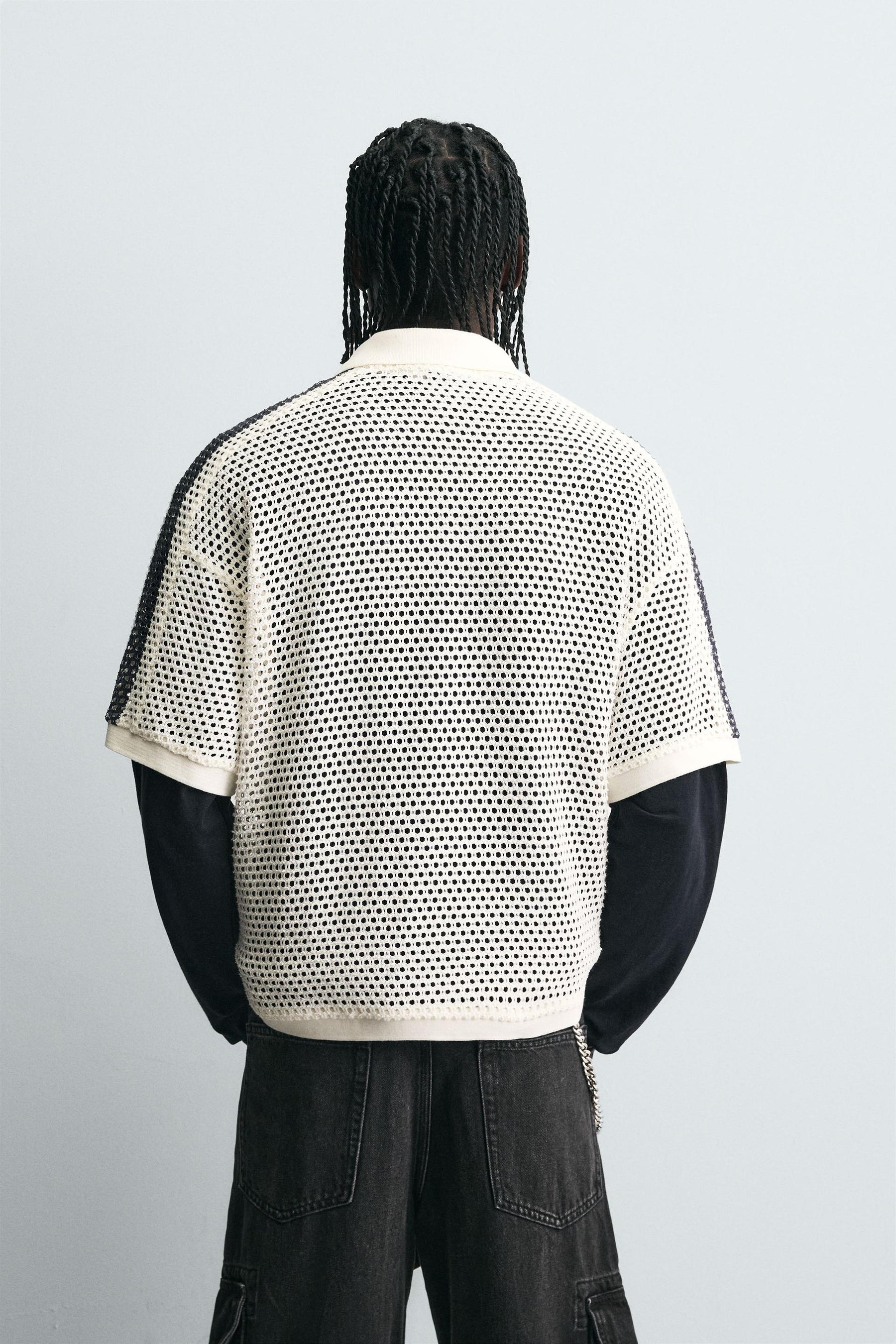 RETRO FOOTBALL OPEN-KNIT POLO SHIRT - Image 3