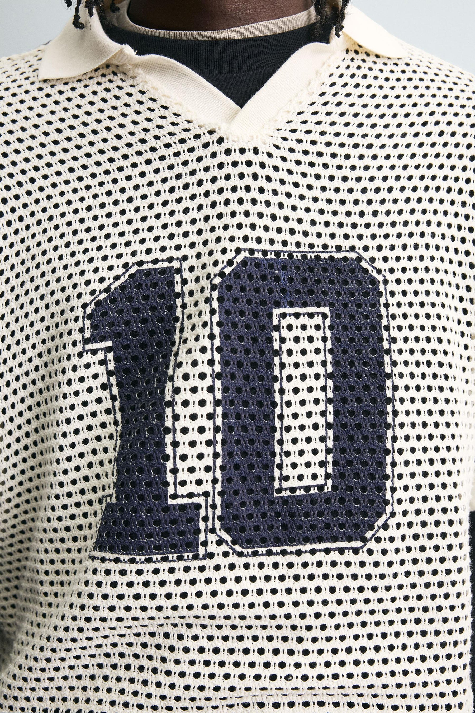 RETRO FOOTBALL OPEN-KNIT POLO SHIRT - Image 5