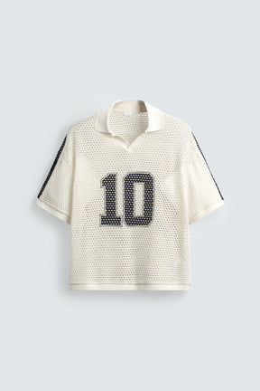 RETRO FOOTBALL OPEN-KNIT POLO SHIRT - Image 7