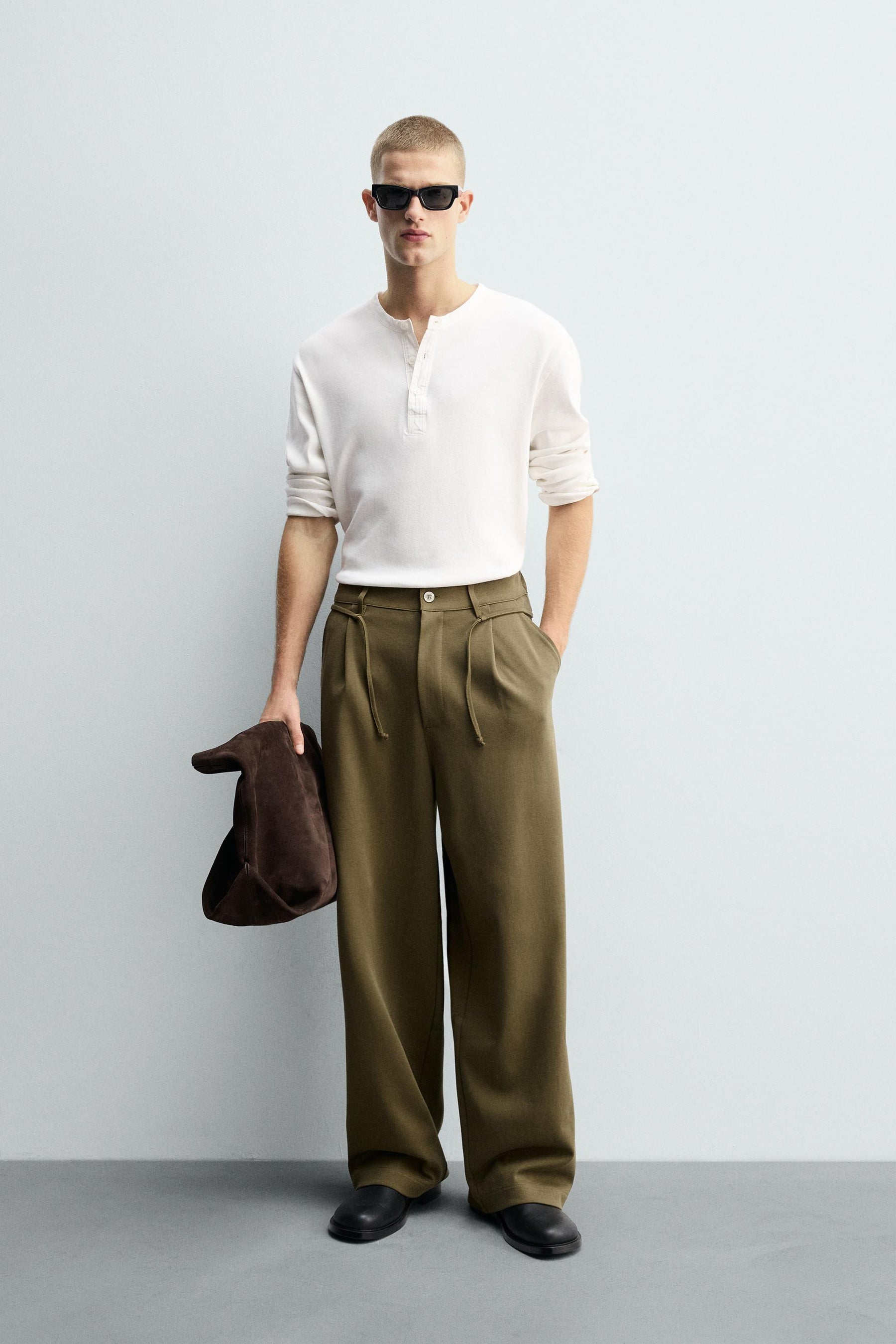 PLEATED DRAWSTRING TROUSERS - Image 1