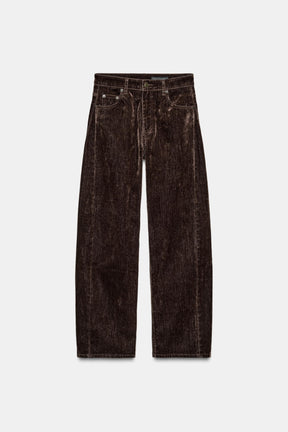 HIGH-WAIST FLOCKED BALLOON JEANS