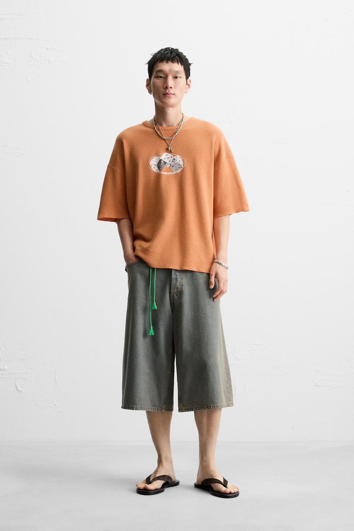 WASHED PRINTED KNIT T-SHIRT - Image 1