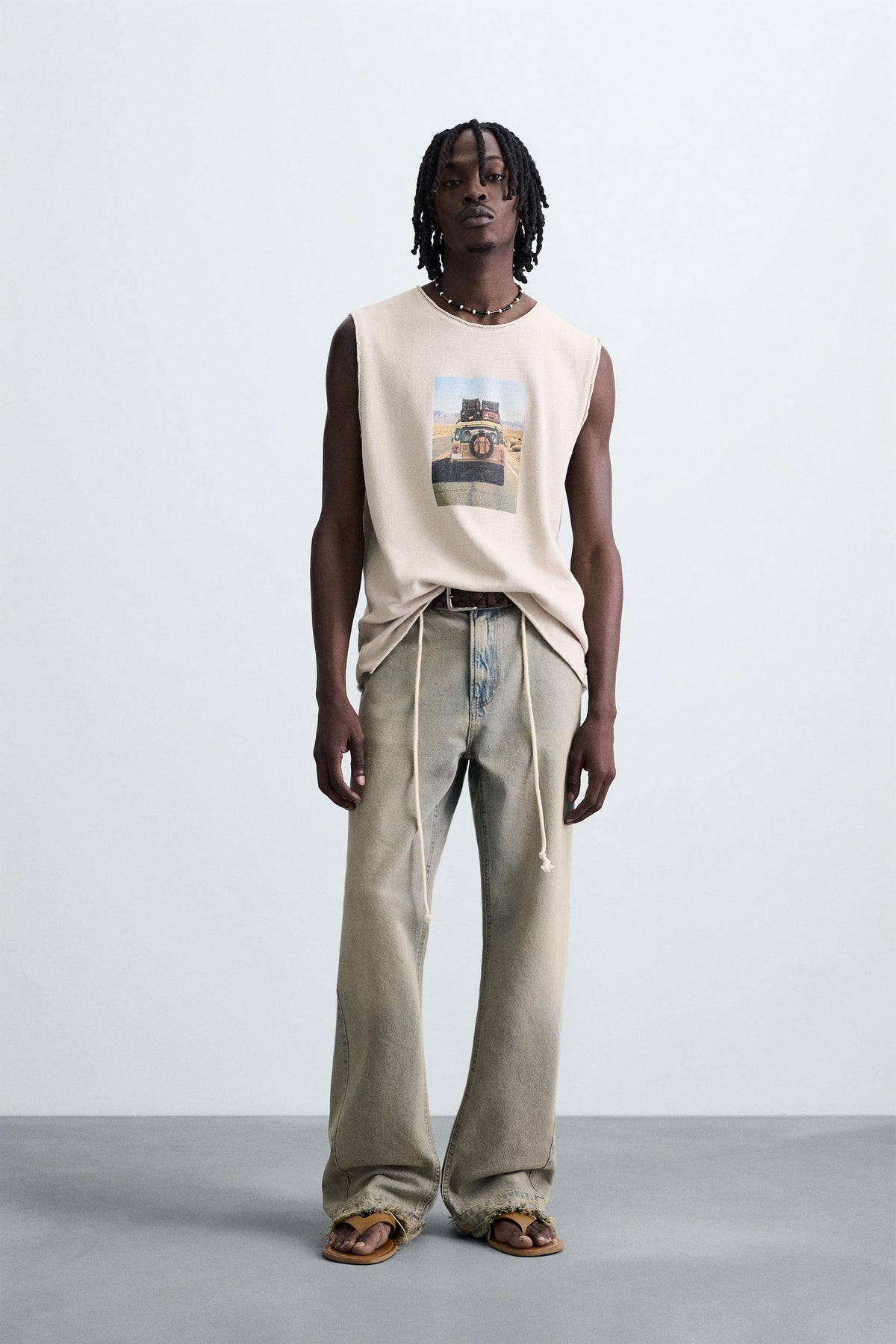 PRINTED KNIT TANK TOP - Image 1