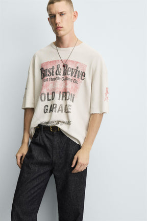 WASHED PRINTED KNIT T-SHIRT - Image 5