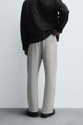 COMFORT STRIPED SEERSUCKER TROUSERS - Image 3