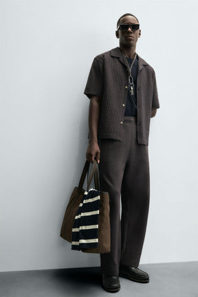 COMFORT STRIPED SEERSUCKER TROUSERS - Image 6